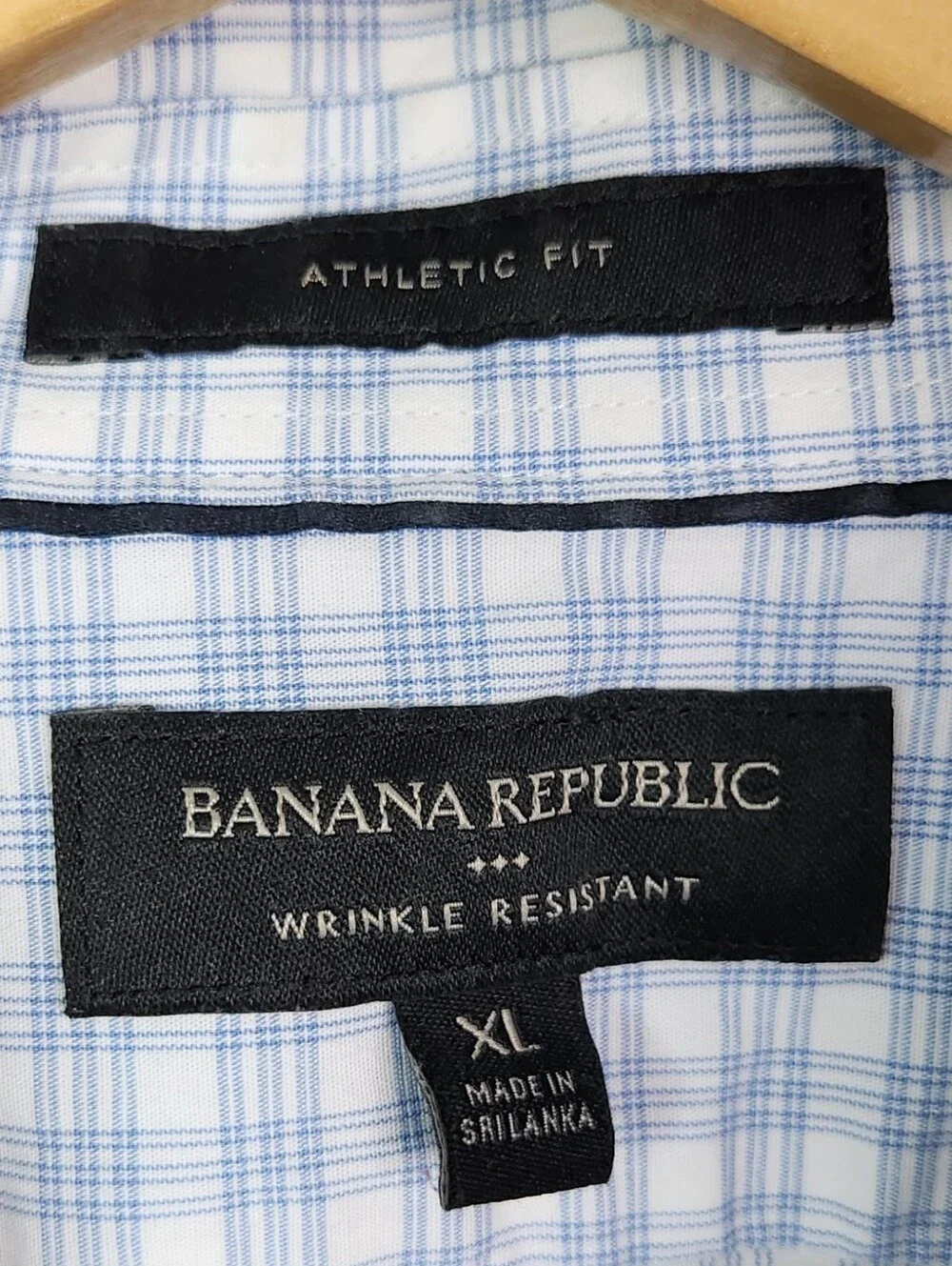 Banana Republic Factory Light Blue and White Checked Men's Dress Shirt